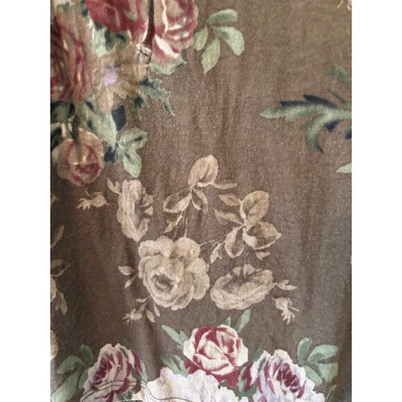 Lauren Ralph Lauren Floral Ruffle Sleeveless Top 1X Cotton Brown & Pink - Picture 10 of 12